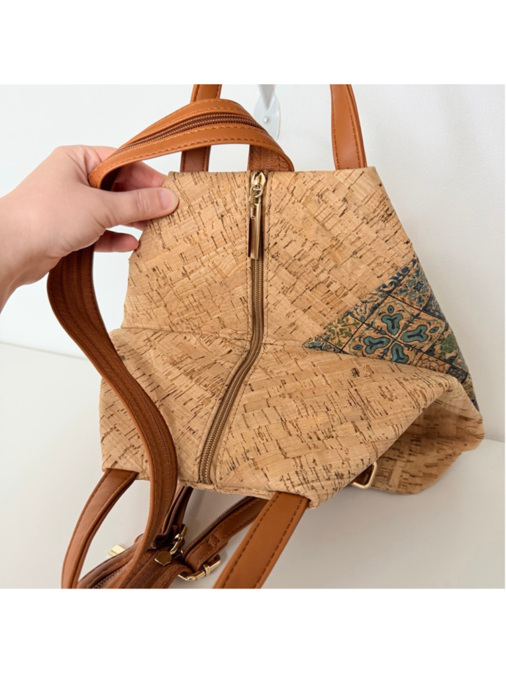 London Cork Backpack Mediterranean Style Tile Pattern - Picture 7 of 14